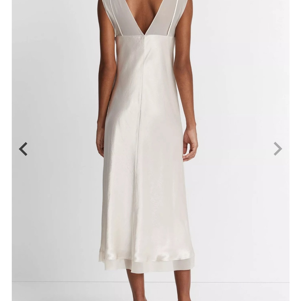 NWT Vince *Sold Out S* Chiffon-Layered Satin Slip Dress - Picture 2 of 11